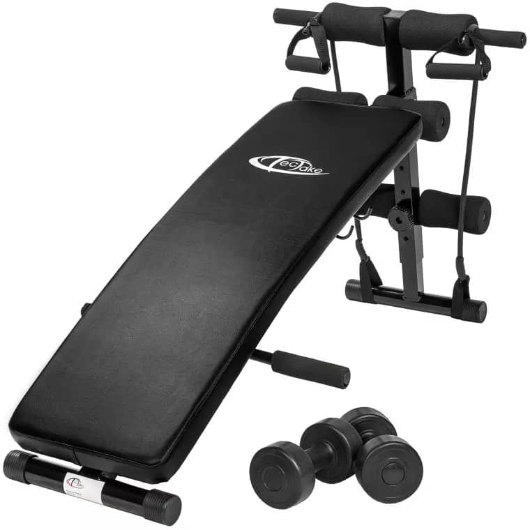 Adjustable Sit-up Bench with Dumbbell and Ropes